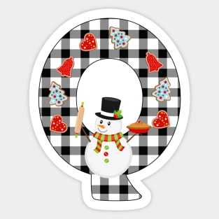 BW Buffalo Checks Pattern Monogram Q | Snowman Sticker